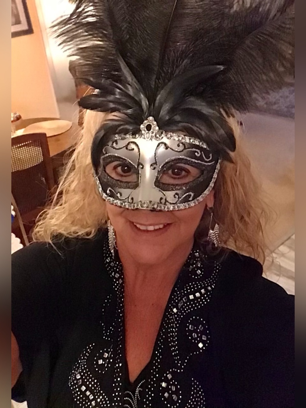 Mask Shade of dominance Halloween mask black and silver feathers on top …